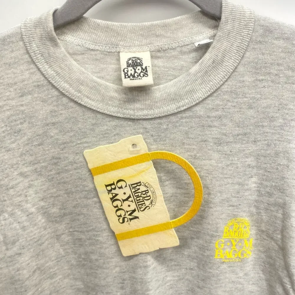 New Vintage 90’s B-D BAGGIES Grey T Shirt Mens M Med GYM BAGGS Crew Neck Tee NWT